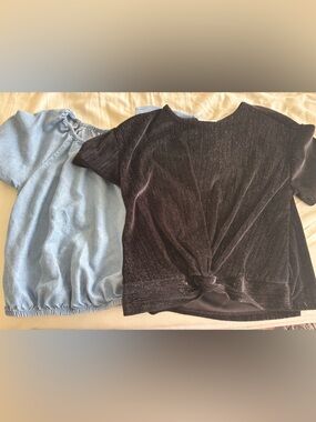 Girls Black Velvet Twist-Front Top